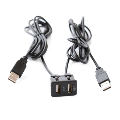 Dual USB charging cable with black switch holder and two USB-A connectors