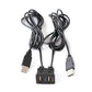 Dual USB charging cable with switch holder module and two USB-A connectors, black