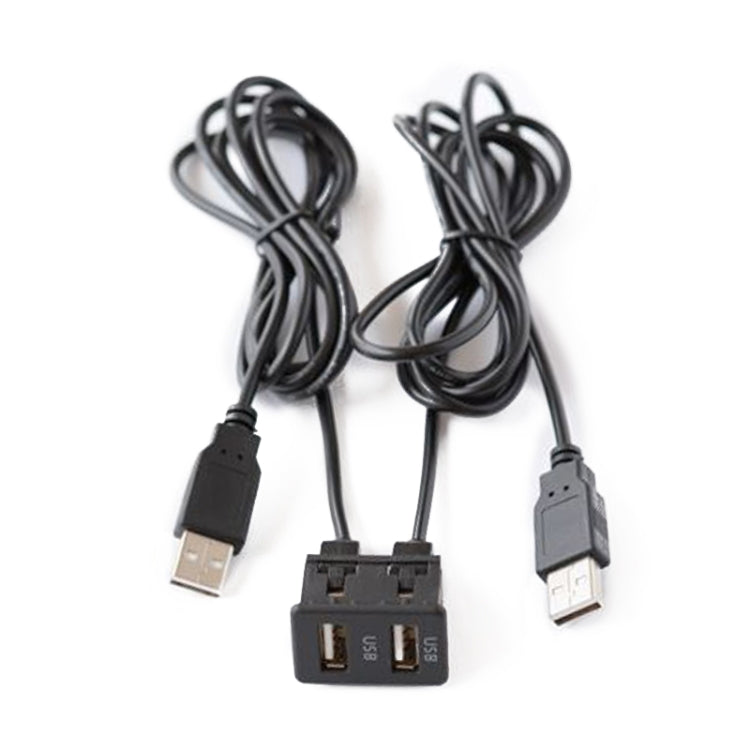 Dual USB charging cable with switch holder module and two USB-A connectors, black