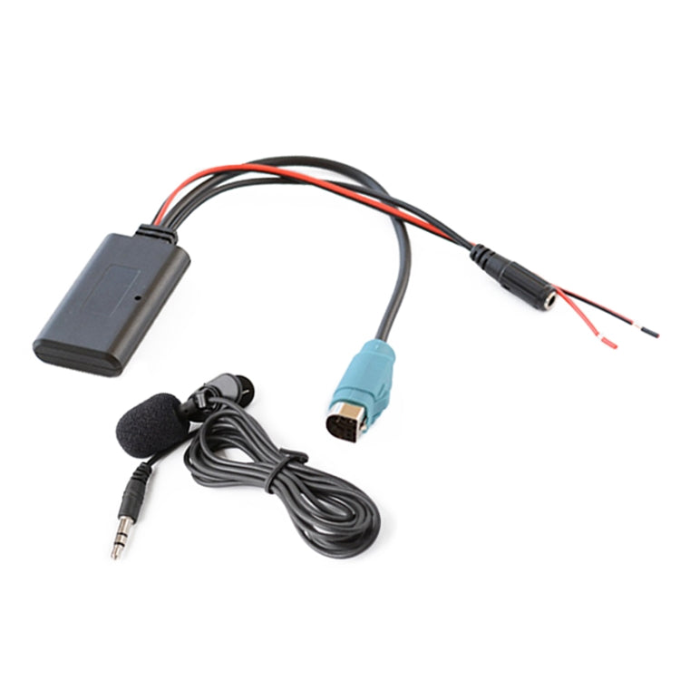Car Bluetooth AUX audio cable kit with mic, black and blue connectors, wired leads