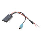 Car Bluetooth AUX audio cable with mic wire, gray module, and blue audio connector
