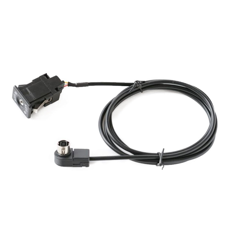 Car AUX interface cable with AUX IN 3.5mm jack and black wire harness