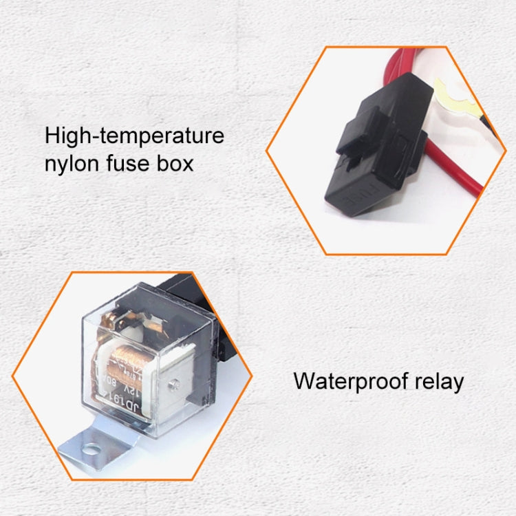 Car horn relay wiring harness with waterproof relay module and high-temp fuse box