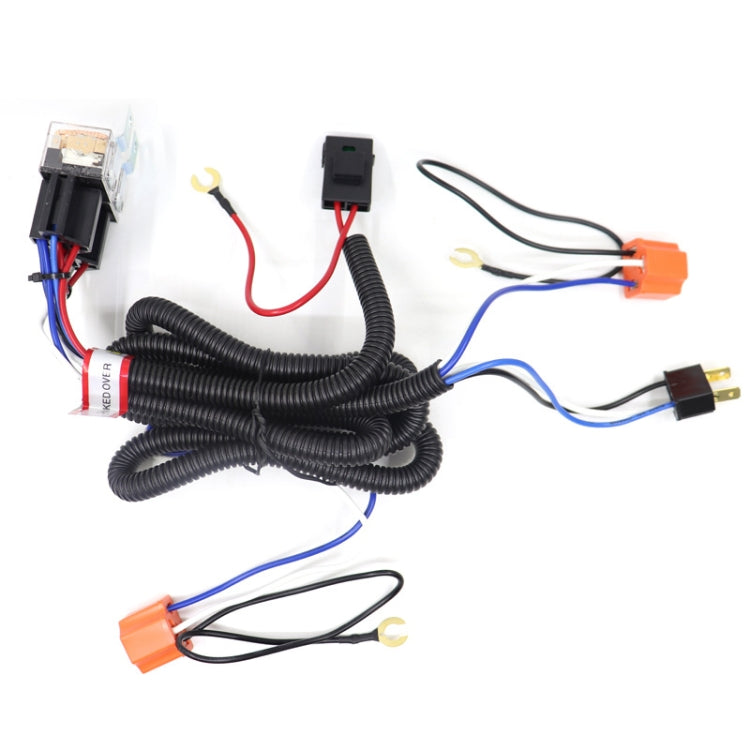 Car headlight brightener cable with relay modules and multi-color wire connectors