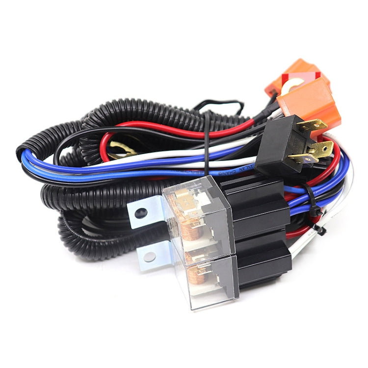 12V brightener cable wiring harness with relay module and two lamp-socket blocks
