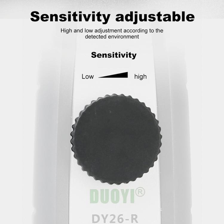 Sensitivity adjustment knob on ultrasonic leak detector meter housing