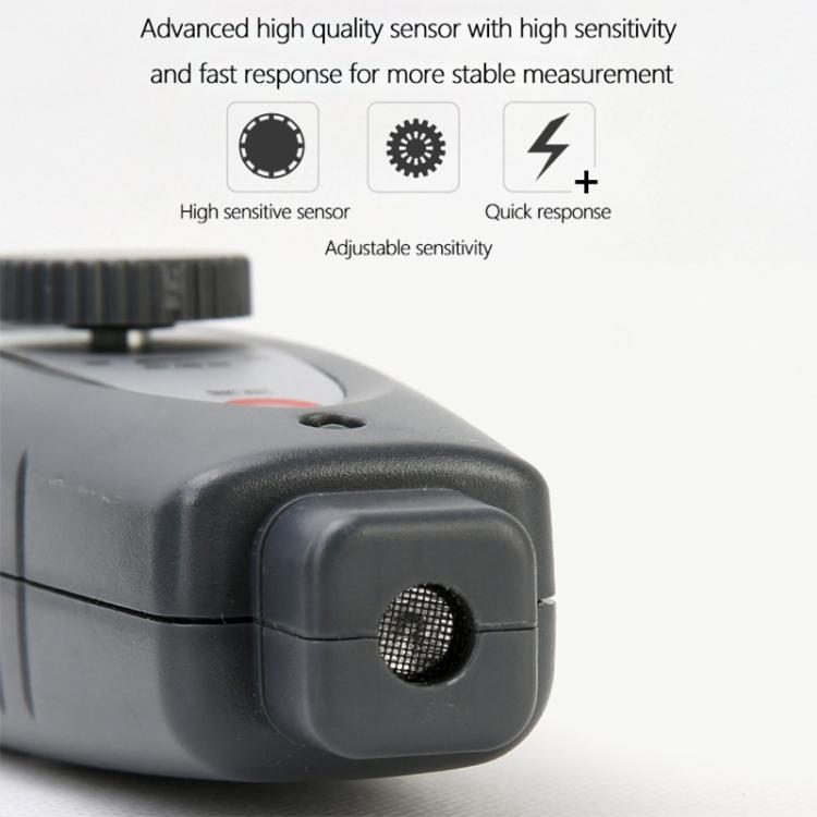 Ultrasonic leak detector sensor grille on gray meter body