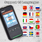 Handheld battery tester with screen and multilingual interface support