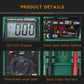 Automotive digital multimeter tester showing LCD, range dial, and pen slots
