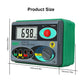 Digital ground resistance meter DY4100 with size dimensions shown on front, green and gray