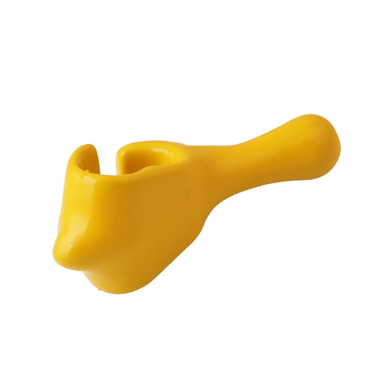 Motorcycle tire changer tool, yellow plastic lever with rounded tip and notch