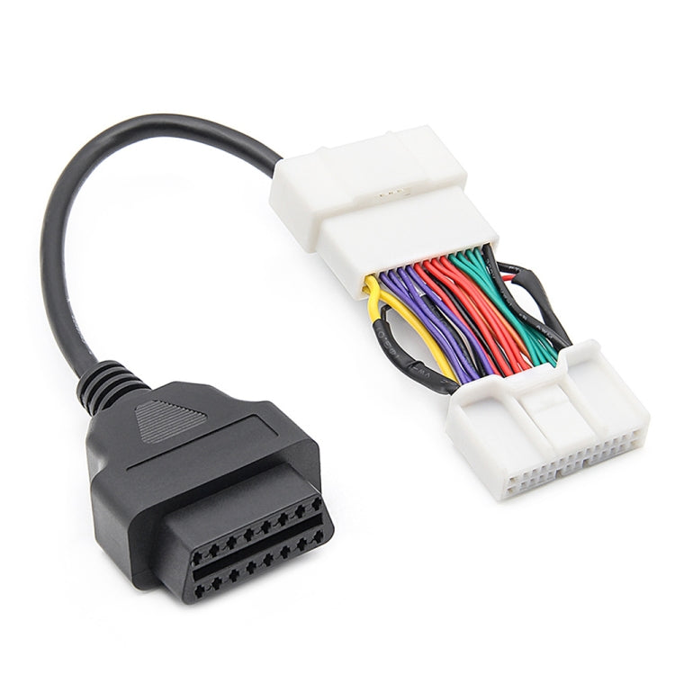 OBD dual-head conversion cable with black OBD plug and white wiring harness connectors