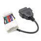 Dual-head OBD conversion cable with black connectors and color-coded wire harness