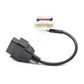 OBD conversion cable with black connector and white plug housing multicolor wiring