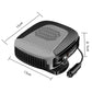 Compact car heater unit with gray top grille, black base and cigarette lighter plug