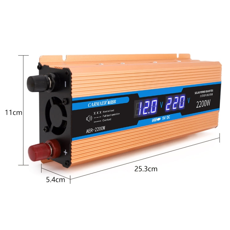 Orange inverter with side input module, cooling fan, and positive/negative wiring knobs