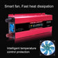 Red 500W power inverter with cooling fan and LCD meter on front panel