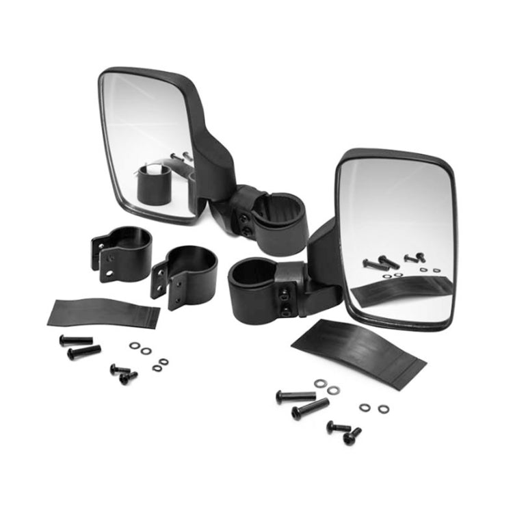 UTV side mirror combination kit with two large mirrors, brackets, and mounting hardware