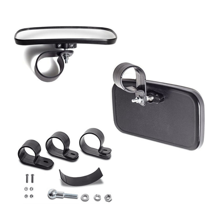 Center and side mirror set with black mirrors, clamps, and mounting hardware