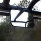 Front side mirror with clear reflective glass and black rectangular housing
