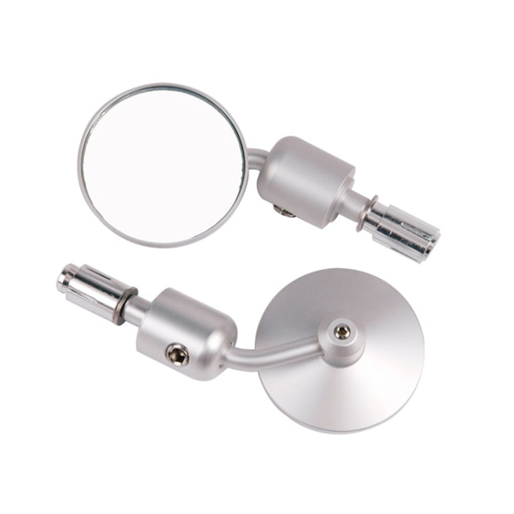 Round reflective motorcycle rearview mirror with silver mount and round lens