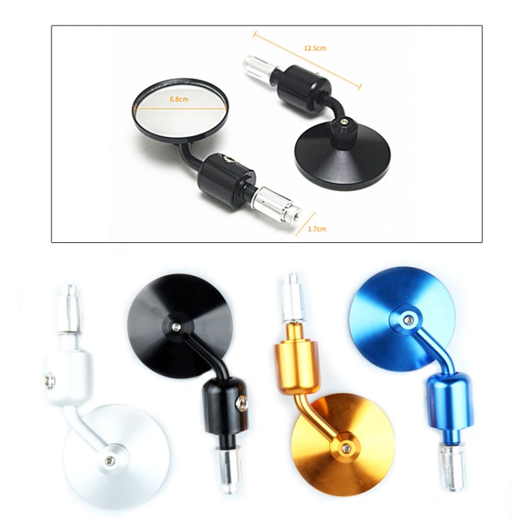 Round reflective motorcycle rearview mirrors set with multiple colored housings