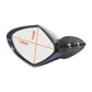Reflective right rearview mirror with black housing, 150mm and 105mm size markings