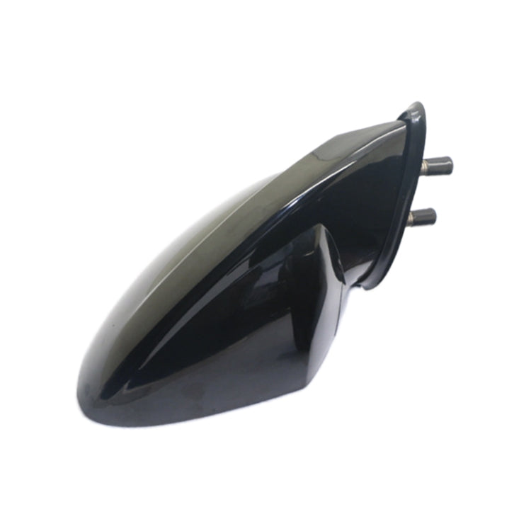 Right water motorcycle rearview mirror, glossy black housing with mounting pins