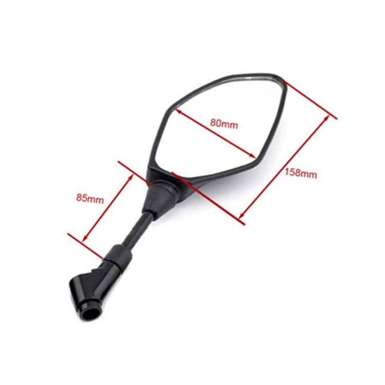 Single motorcycle rearview mirror size: 158mm long, 85mm wide, 80mm lens