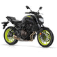 Motorcycle with two black rearview mirrors installed, teardrop mirror housings