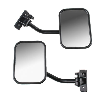 Pair of black rectangular blind-spot mirrors with curved support arms