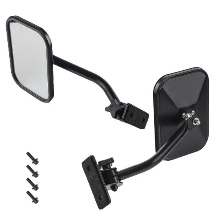 Pair of black blind-spot mirror assemblies with mounting brackets and hardware