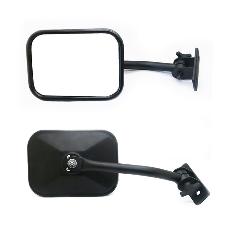 Pair of black side mirrors with support arms and wall-mount brackets