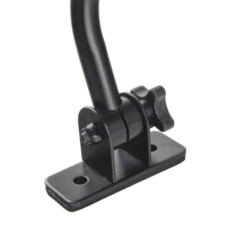 Black mirror mount bracket with threaded joint and flat base plate