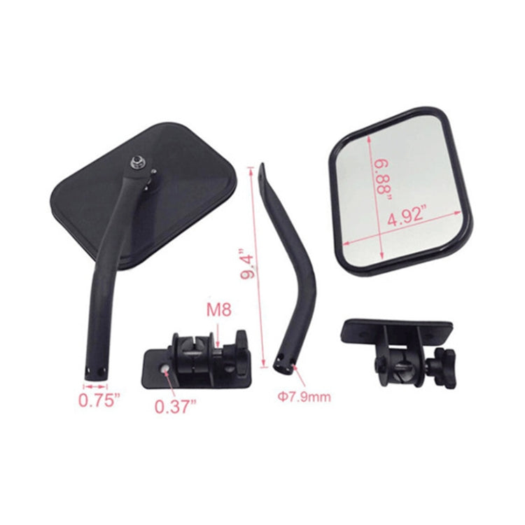 Black mirror mounting hardware kit with M8-size stud and included brackets