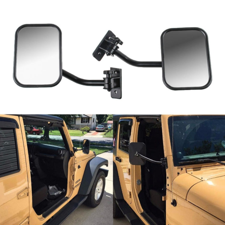 Pair of black exterior blind-spot mirrors installed on vehicle door panels