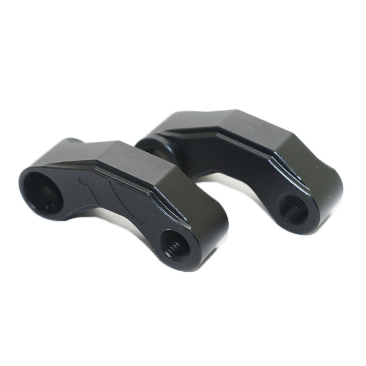 Black CNC rearview extension bracket set with two clamp pieces and threaded holes