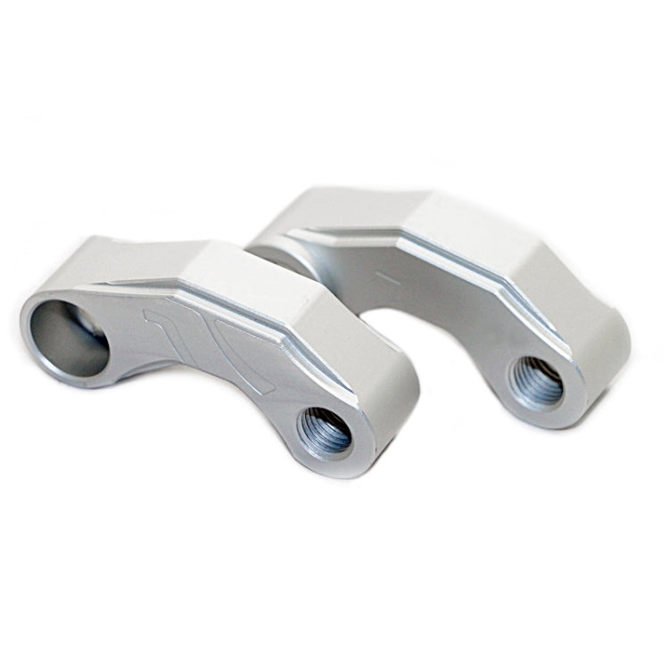 Silver CNC rearview extension bracket set with two clamp pieces and threaded holes