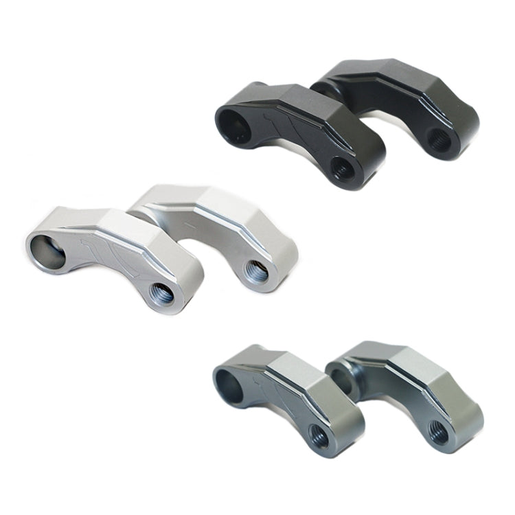 CNC rearview extension bracket set shown in multiple finishes, two clamp pieces