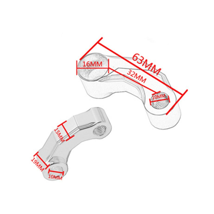 CNC rearview extension bracket with mounting holes and labeled dimensions (mm)