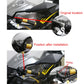 Rearview extension bracket installed on motorcycle near handlebar mount area
