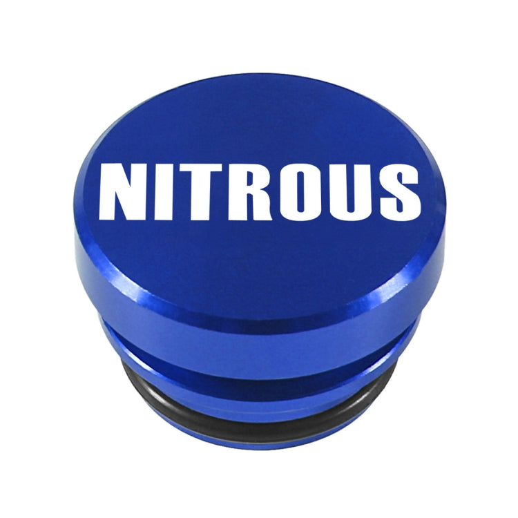 Blue round NITROUS metal cigarette lighter dust cover cap with raised outer ring