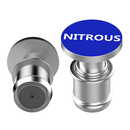 2-pack 12V nitrous cigarette lighters, silver metal with blue NITROUS caps