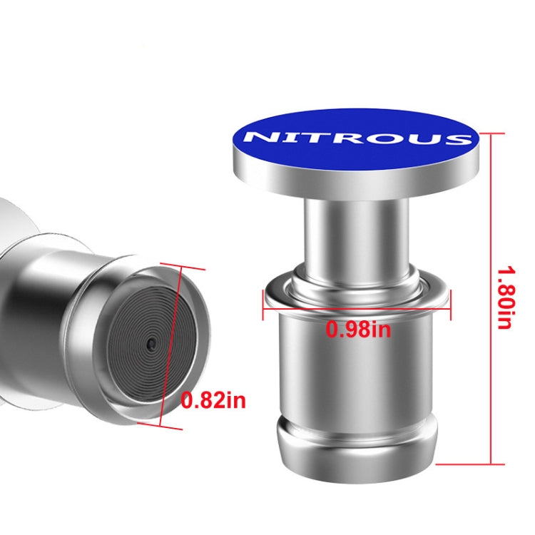 Silver 12V nitrous cigarette lighters, blue NITROUS caps; size marks 0.82in/1.81in