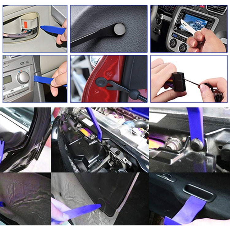 Blue car interior disassembly tools used to remove panel and console parts
