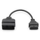 OBD2 adapter cable with two black OBD connectors on a single cable.