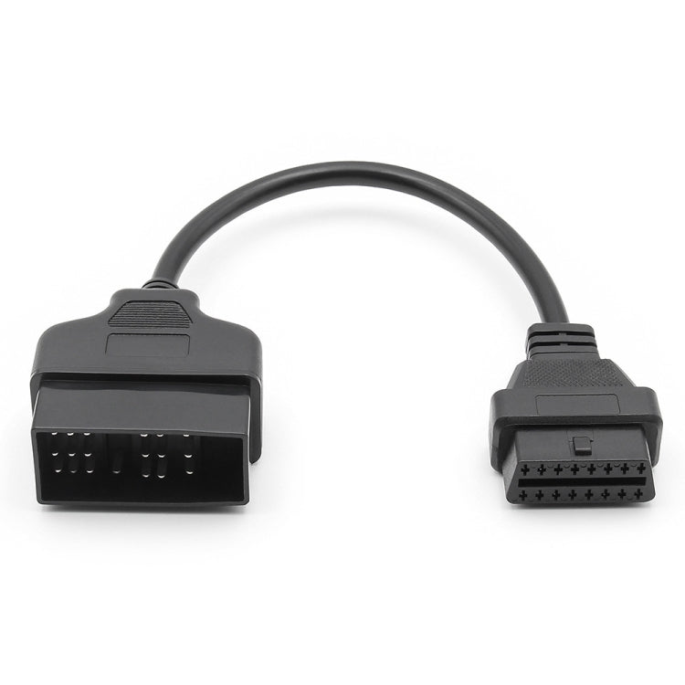 OBD2 adapter cable with two black OBD connectors on a single cable.