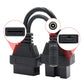 OBD2 conversion cable with highlighted 12-pin and 16-pin connector ends
