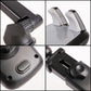 Car phone holder adjustment knob and cradle arms detail, black plastic mount