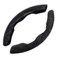 Black suede universal steering wheel cover in a standalone loop